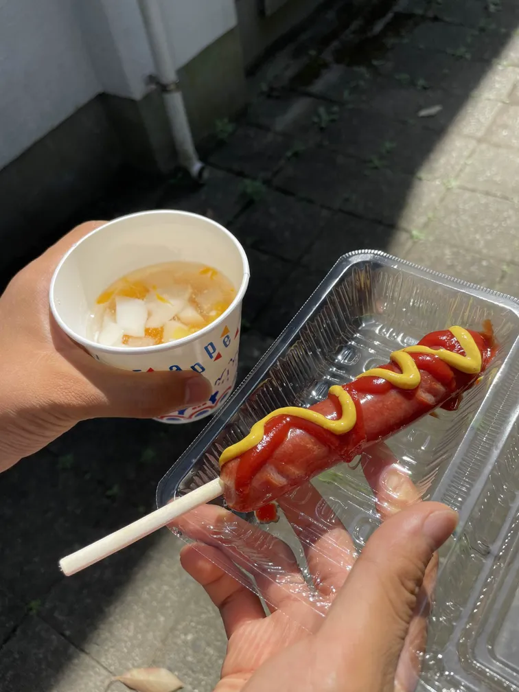 夏販売したフルーツポンチとフランクフルト